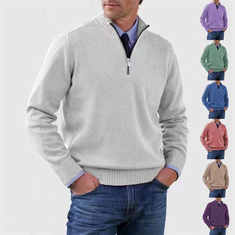 WELLTH HOUSE Men's Stand Collar Zipper Knit Sweater - Wellth House