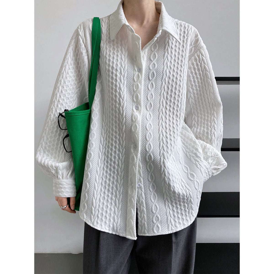 WELLTH HOUSE Embossed Loose Lapel Shirt Coat Men - Wellth House