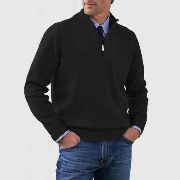 WELLTH HOUSE Men's Stand Collar Zipper Knit Sweater - Wellth House