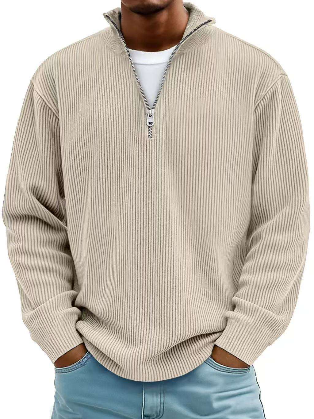 WELLTH HOUSE Men's Corduroy Zipper Collar Sweatshirt - Wellth House