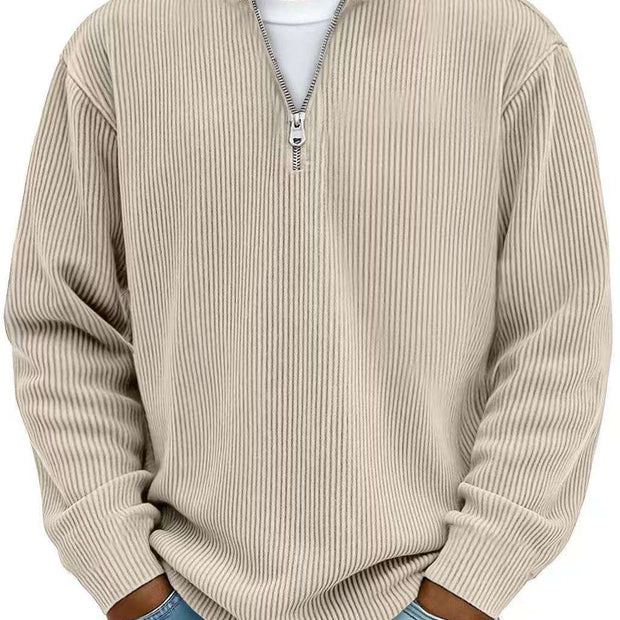 WELLTH HOUSE Men's Corduroy Zipper Collar Sweatshirt - Wellth House