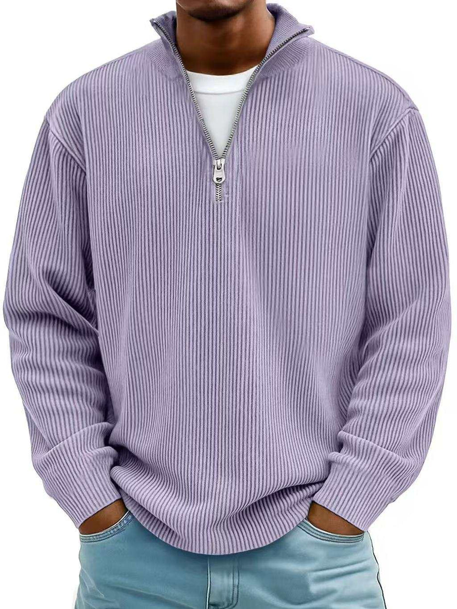 WELLTH HOUSE Men's Corduroy Zipper Collar Sweatshirt - Wellth House