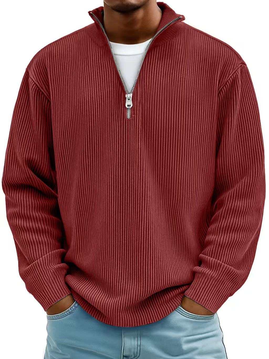 WELLTH HOUSE Men's Corduroy Zipper Collar Sweatshirt - Wellth House