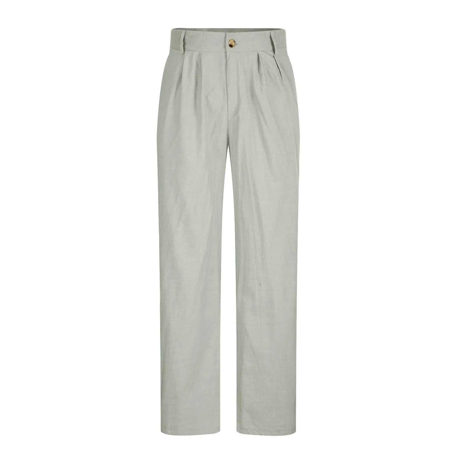 WELLTH HOUSE Men's Linen Blend Straight Leg Office Pants - Wellth House
