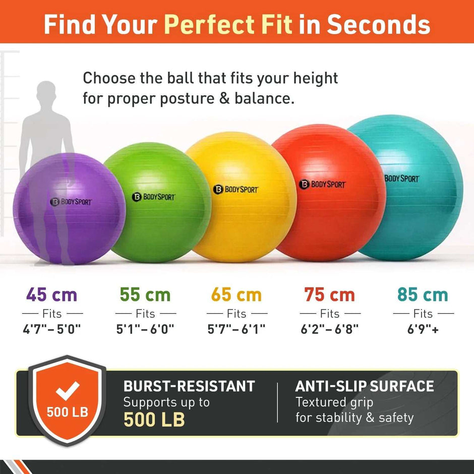 WELLTH HOUSE 65cm Yellow Fitness Exercise Ball - Wellth House