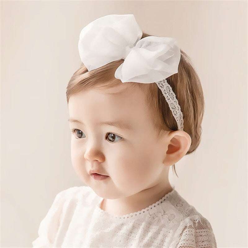 WELLTH HOUSE Baby Girls Bow Knot Lace Headband - Wellth House