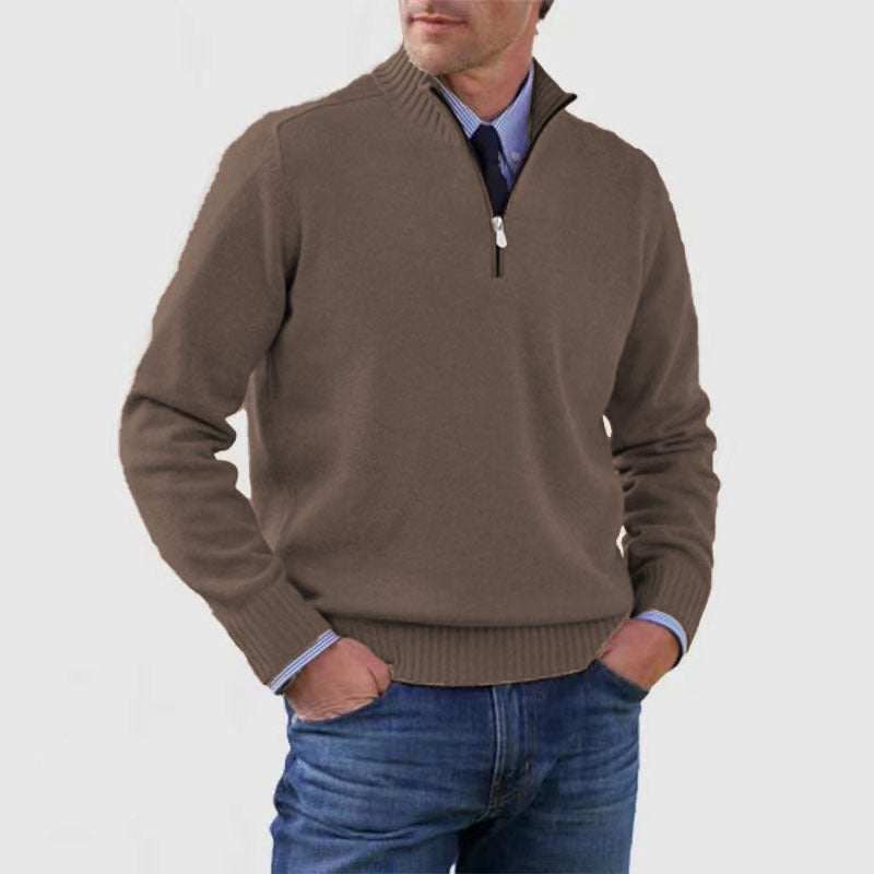 WELLTH HOUSE Men's Stand Collar Zipper Knit Sweater - Wellth House