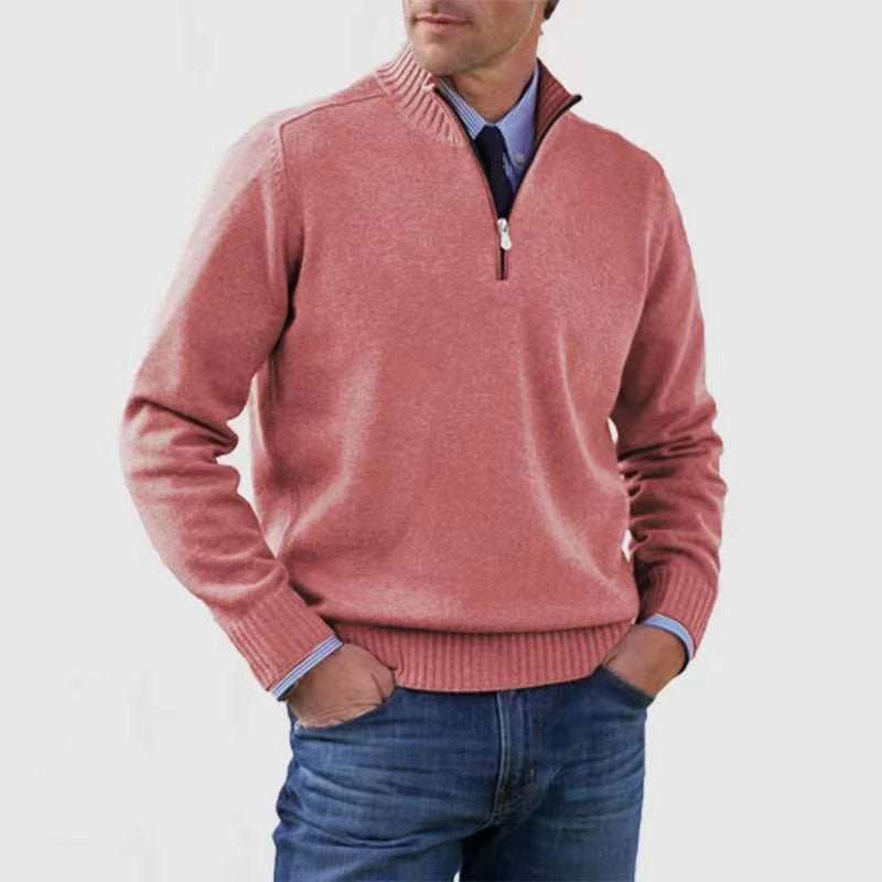 WELLTH HOUSE Men's Stand Collar Zipper Knit Sweater - Wellth House
