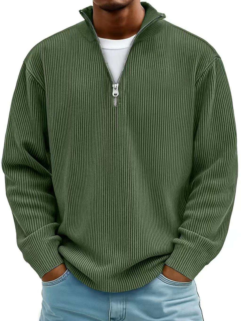 WELLTH HOUSE Men's Corduroy Zipper Collar Sweatshirt - Wellth House