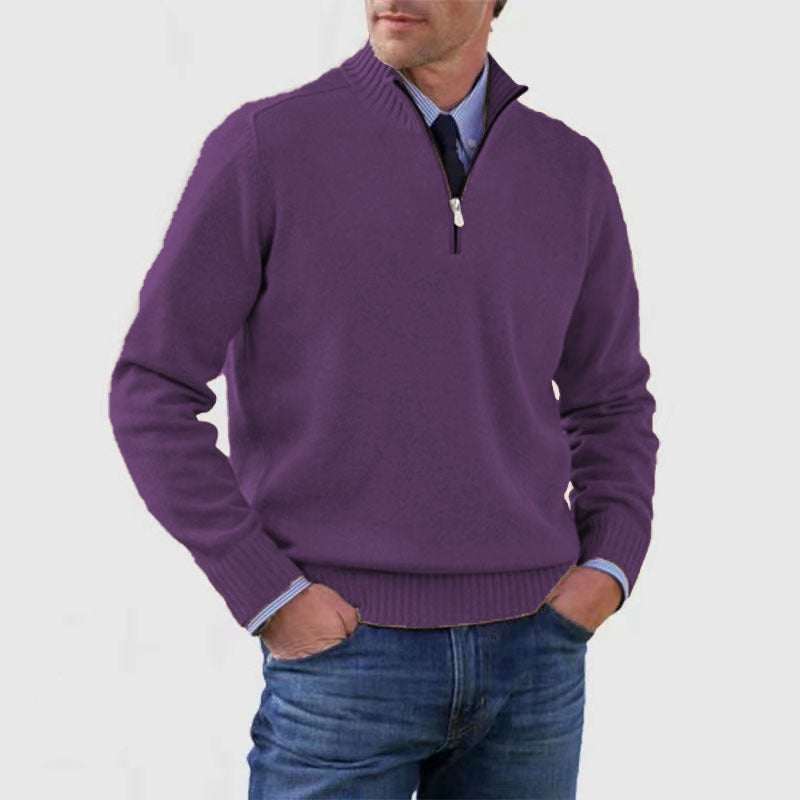 WELLTH HOUSE Men's Stand Collar Zipper Knit Sweater - Wellth House