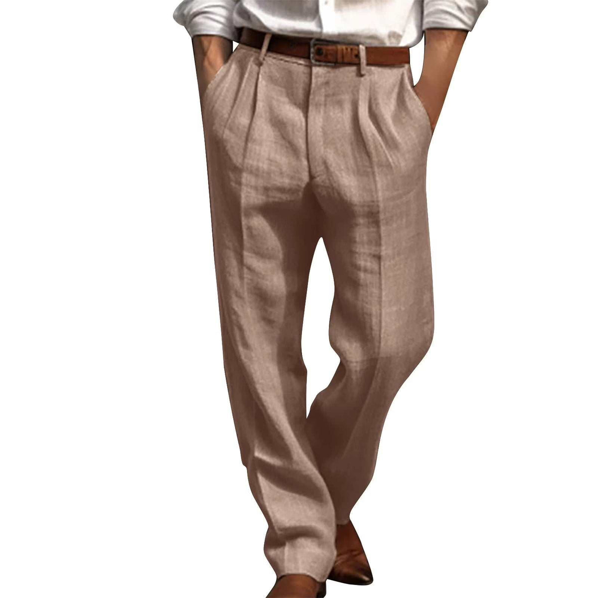 WELLTH HOUSE Men's Linen Blend Straight Leg Office Pants - Wellth House