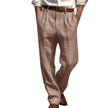 WELLTH HOUSE Men's Linen Blend Straight Leg Office Pants - Wellth House