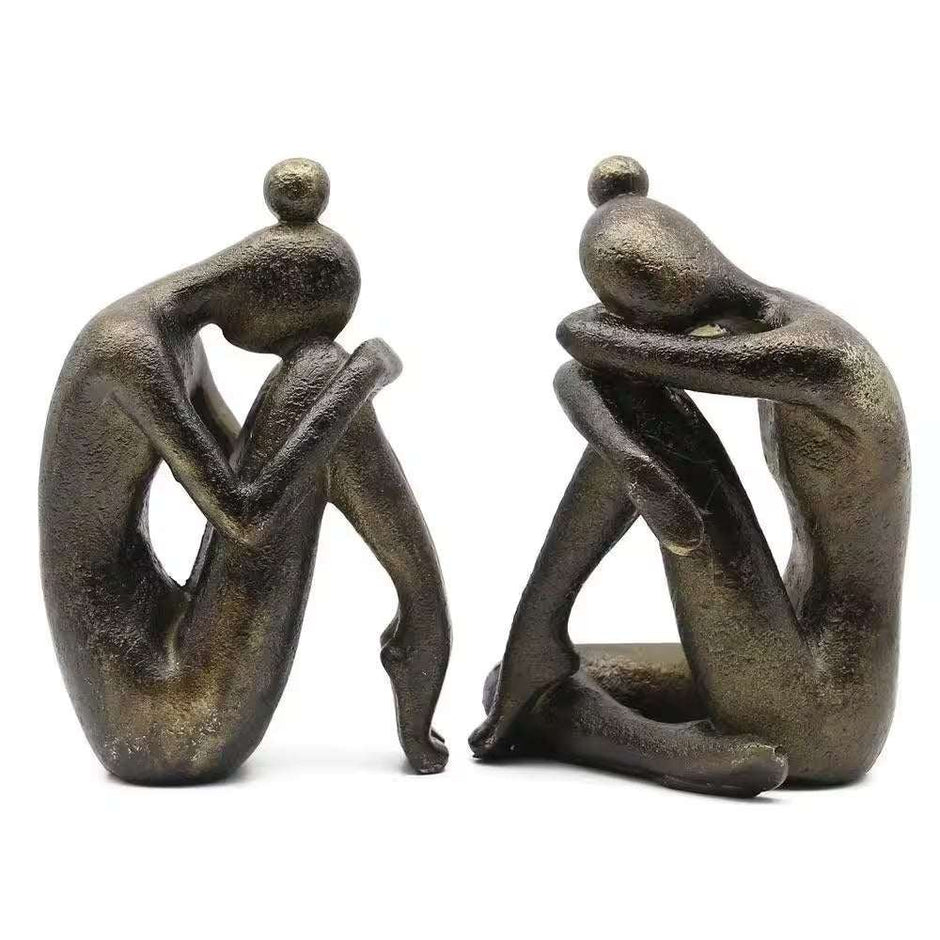 WELLTH HOUSE Girl Thinker Resin Bookends Bronze - Wellth House
