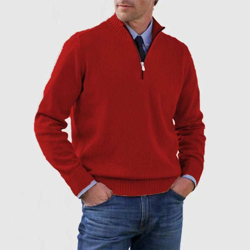 WELLTH HOUSE Men's Stand Collar Zipper Knit Sweater - Wellth House