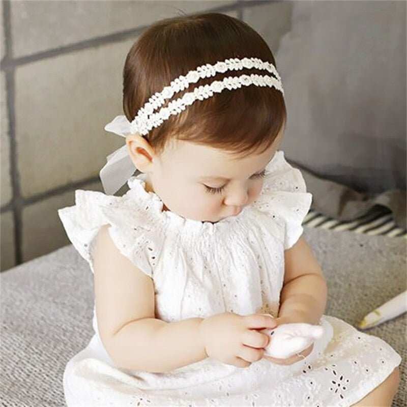 WELLTH HOUSE Baby Girls Bow Knot Lace Headband - Wellth House