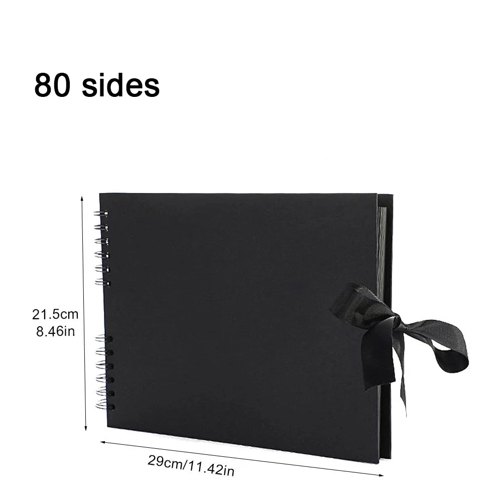 ZK20 80 Sides Black Memory Books DIY Craft Photo Albums Scrapbook Cover Kraft Album for Wedding Anniversary Gifts Memory Books