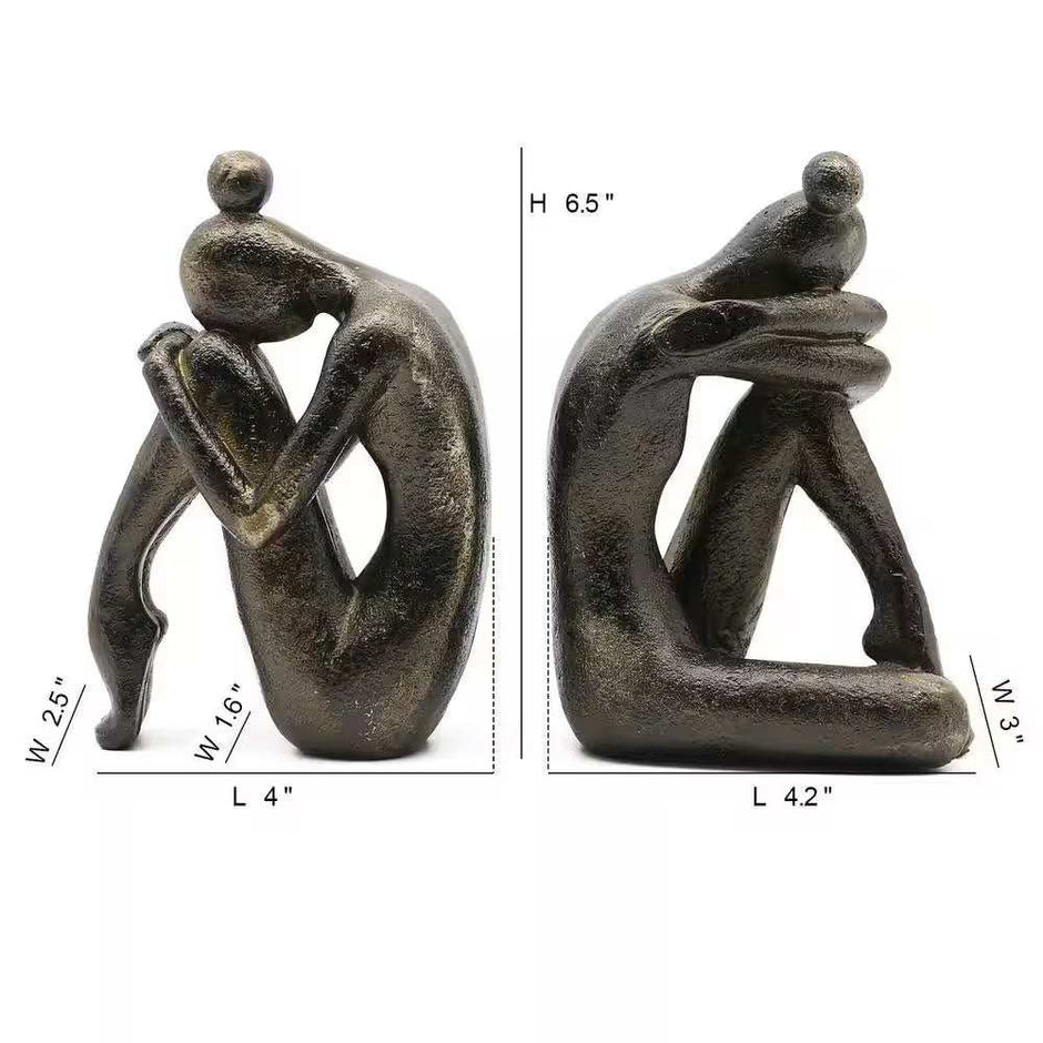 WELLTH HOUSE Girl Thinker Resin Bookends Bronze - Wellth House