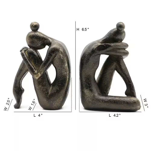 WELLTH HOUSE Girl Thinker Resin Bookends Bronze - Wellth House