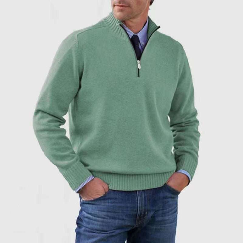 WELLTH HOUSE Men's Stand Collar Zipper Knit Sweater - Wellth House