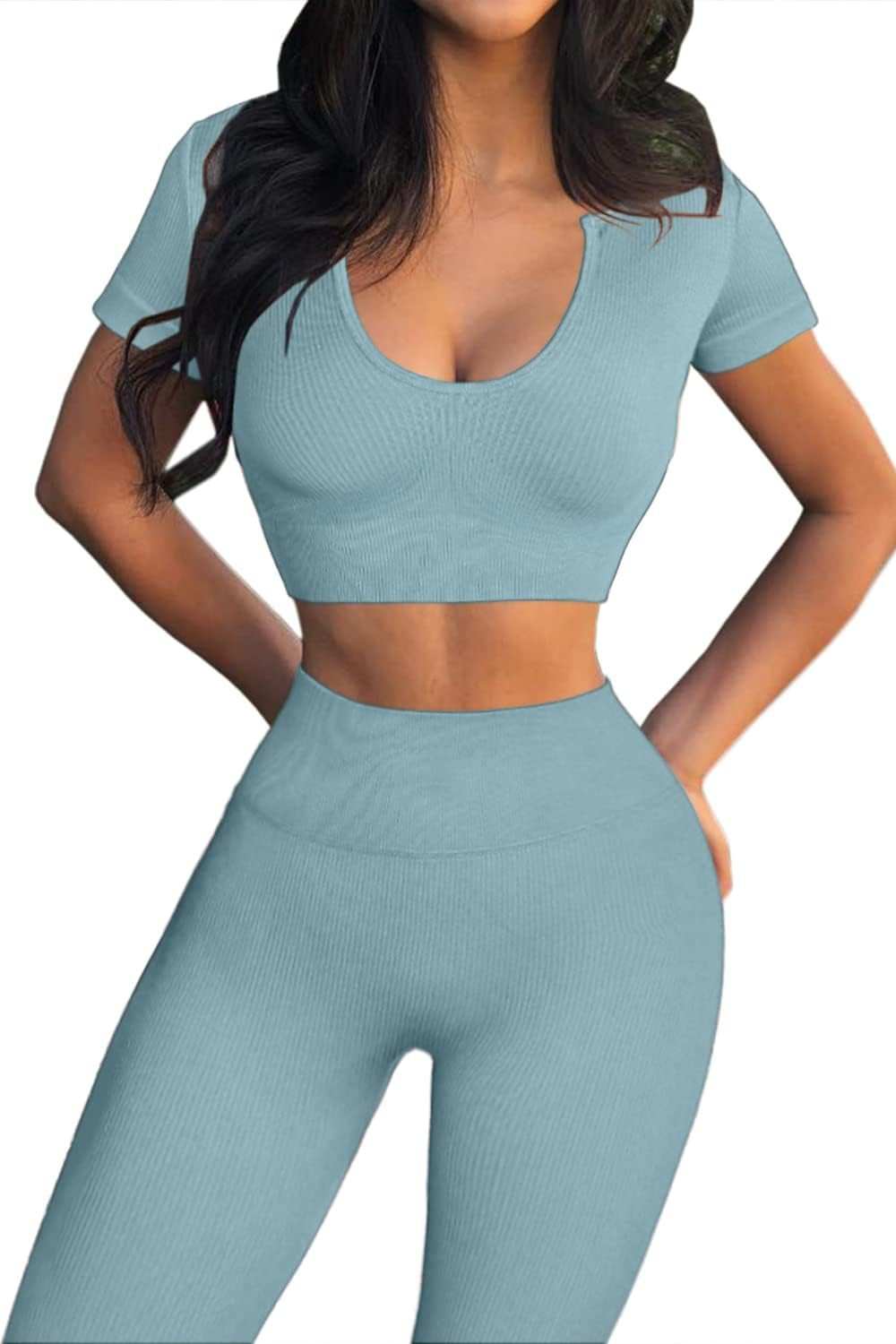 WELLTH HOUSE Women's Ribbed Yoga Outfit Set - Wellth House
