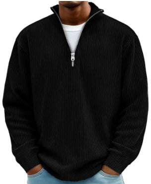 WELLTH HOUSE Men's Corduroy Zipper Collar Sweatshirt - Wellth House