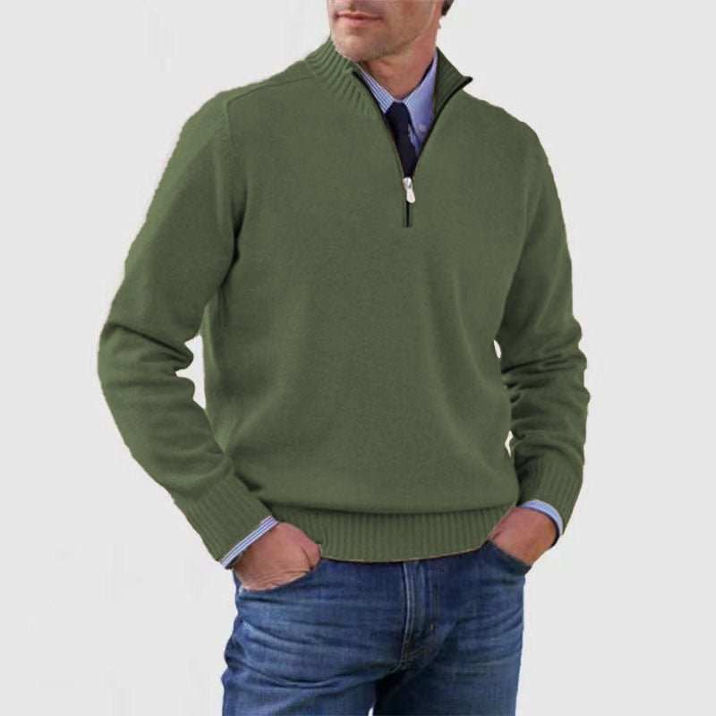 WELLTH HOUSE Men's Stand Collar Zipper Knit Sweater - Wellth House