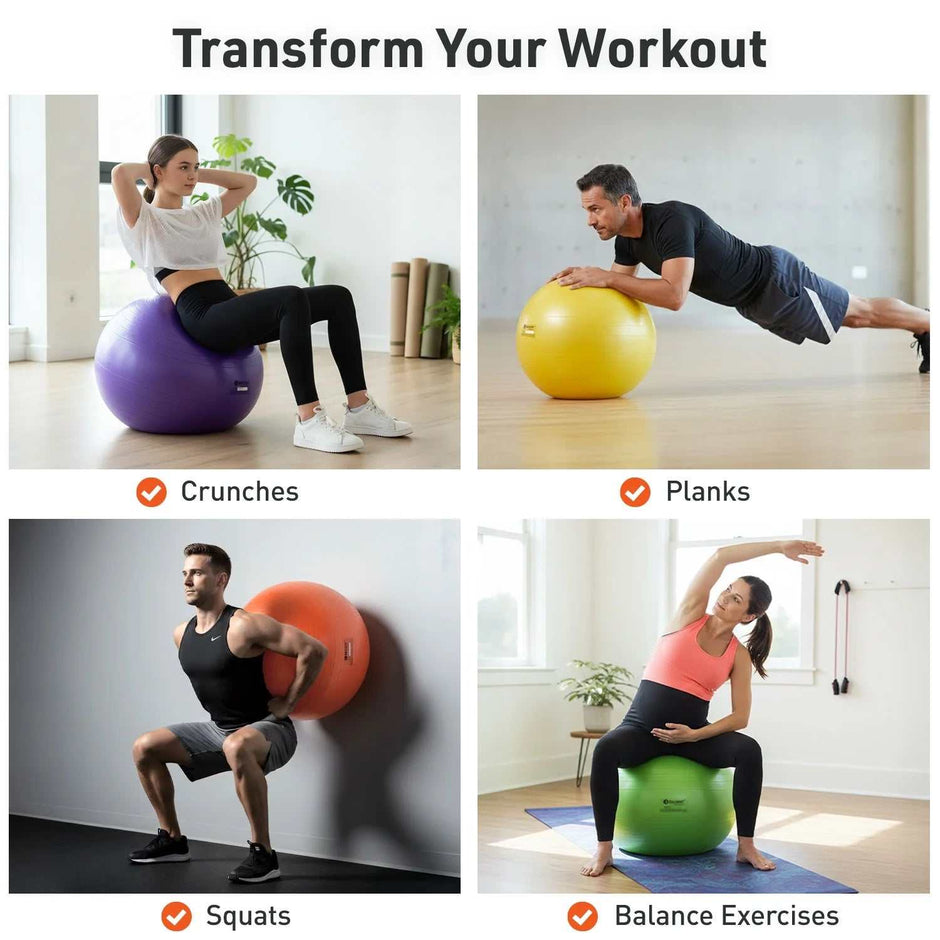 WELLTH HOUSE 65cm Yellow Fitness Exercise Ball - Wellth House
