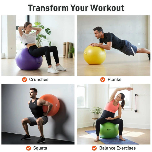 WELLTH HOUSE 65cm Yellow Fitness Exercise Ball - Wellth House