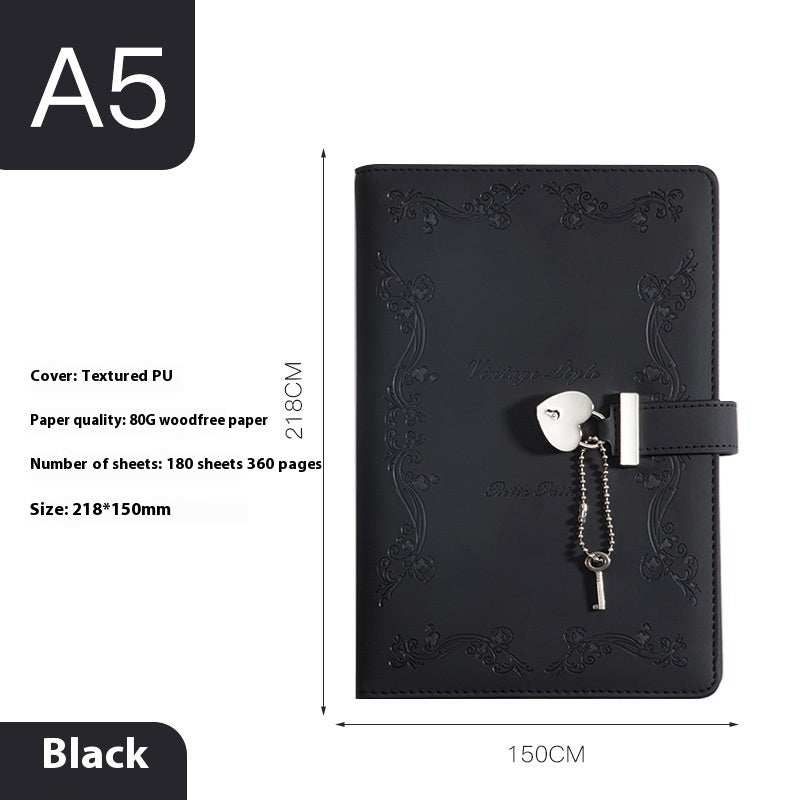 WELLTH HOUSE PU Creative Lock Diary Book - Wellth House