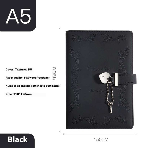 WELLTH HOUSE PU Creative Lock Diary Book - Wellth House