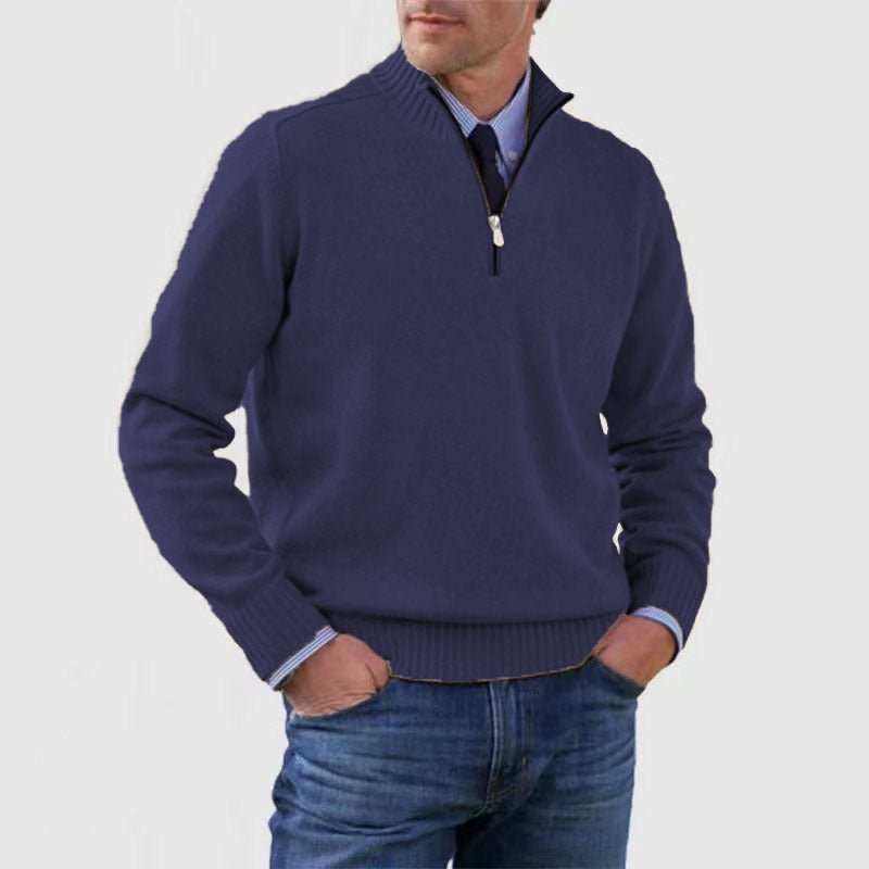 WELLTH HOUSE Men's Stand Collar Zipper Knit Sweater - Wellth House