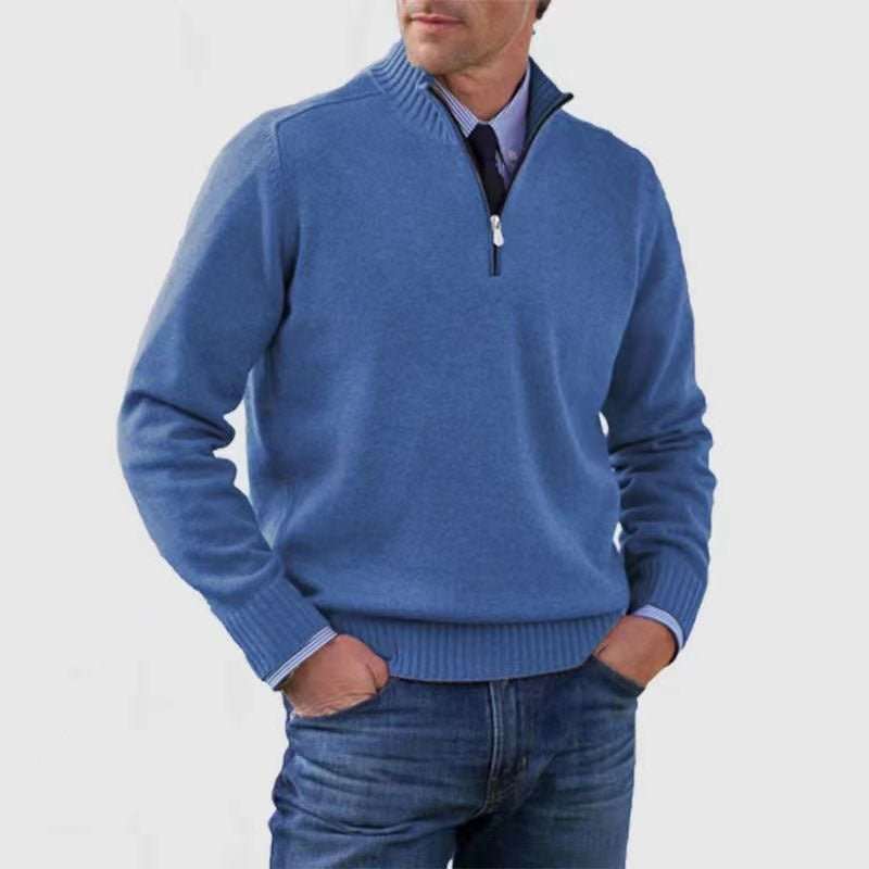 WELLTH HOUSE Men's Stand Collar Zipper Knit Sweater - Wellth House