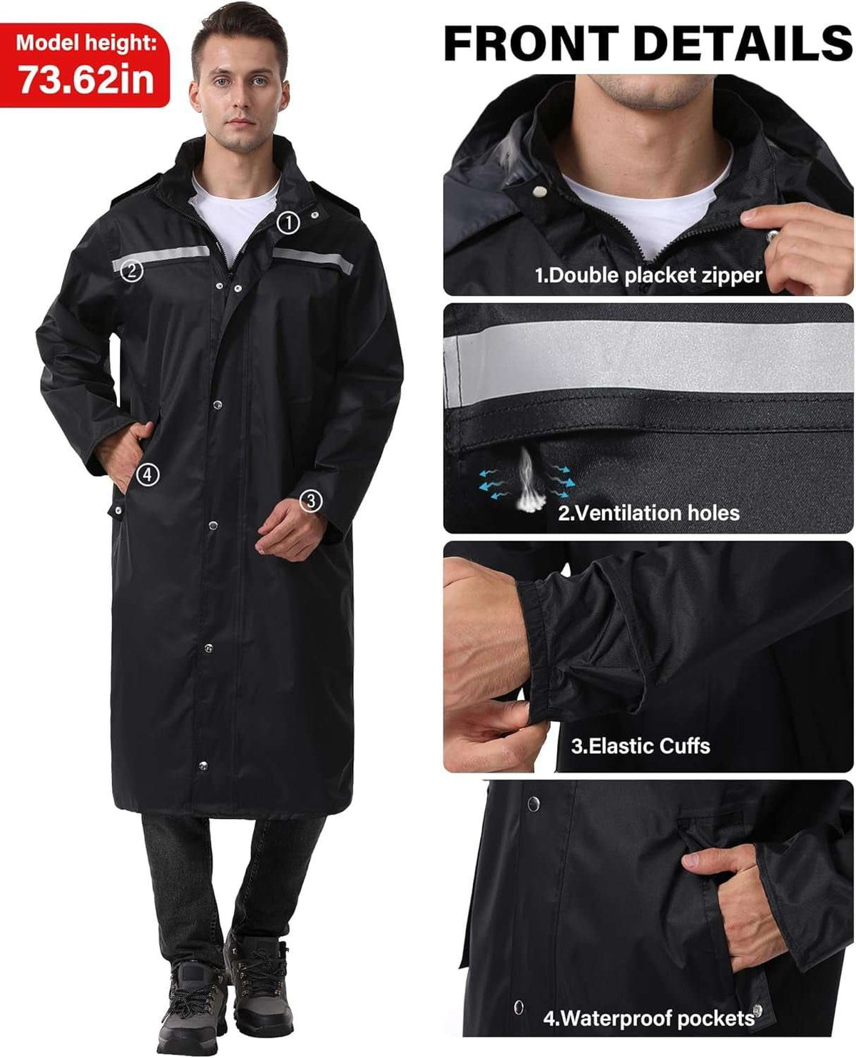 WELLTH HOUSE Waterproof Long Rain Jacket Unisex - Wellth House