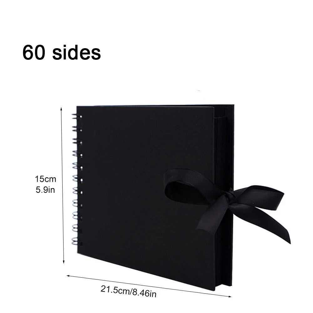ZK20 80 Sides Black Memory Books DIY Craft Photo Albums Scrapbook Cover Kraft Album for Wedding Anniversary Gifts Memory Books