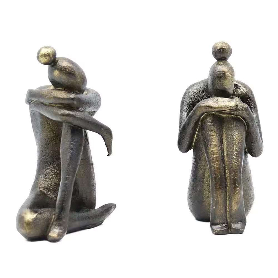 WELLTH HOUSE Girl Thinker Resin Bookends Bronze - Wellth House
