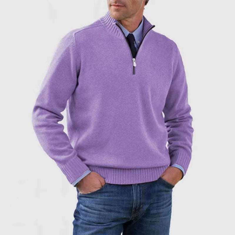 WELLTH HOUSE Men's Stand Collar Zipper Knit Sweater - Wellth House