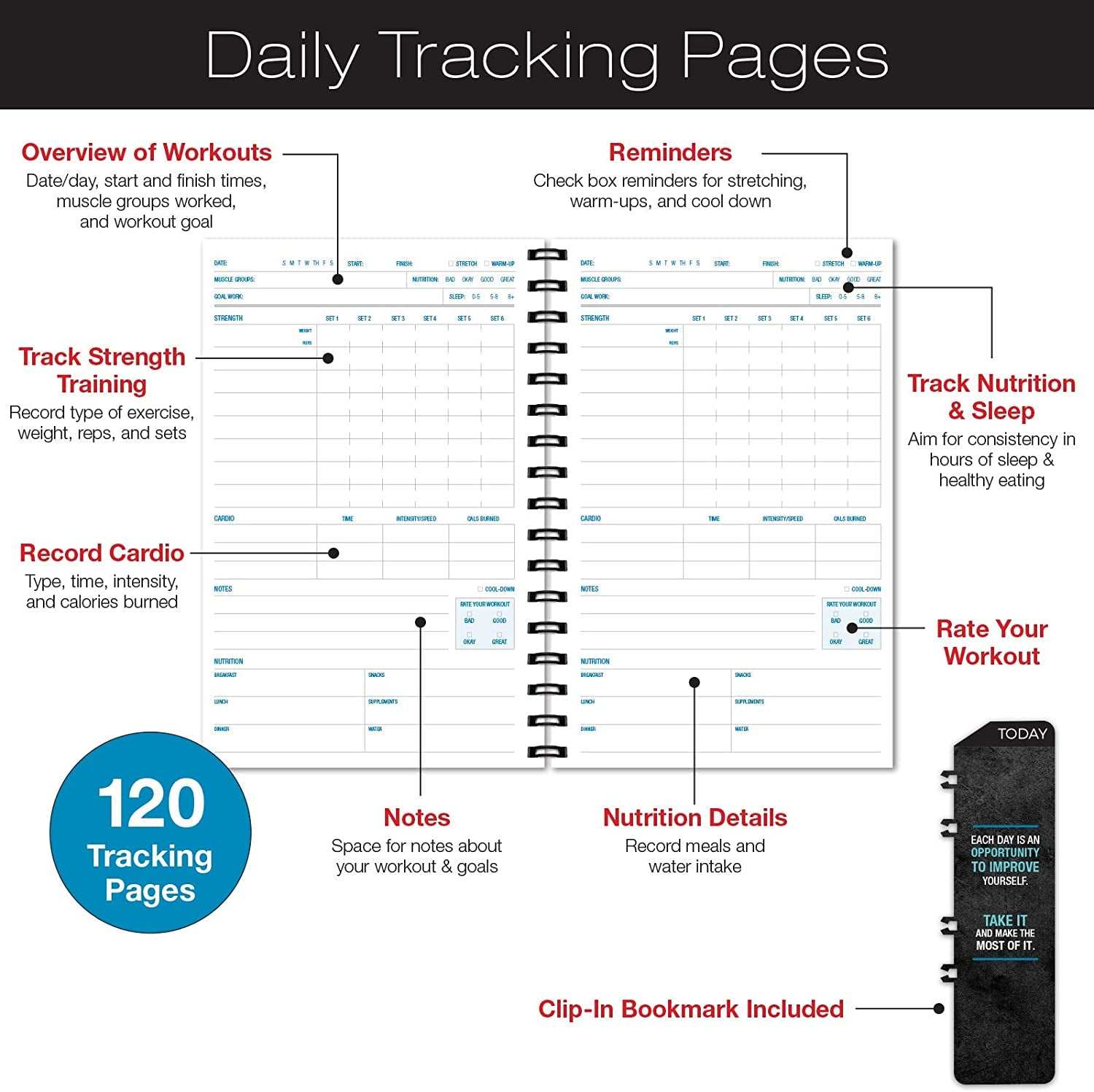 WELLTH HOUSE Workout Fitness Journal Planner - Wellth House