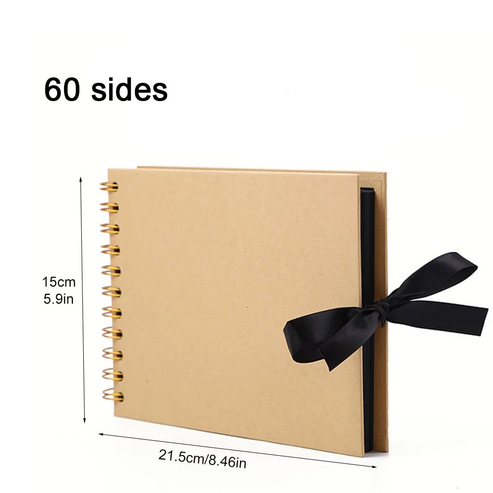 ZK20 80 Sides Black Memory Books DIY Craft Photo Albums Scrapbook Cover Kraft Album for Wedding Anniversary Gifts Memory Books