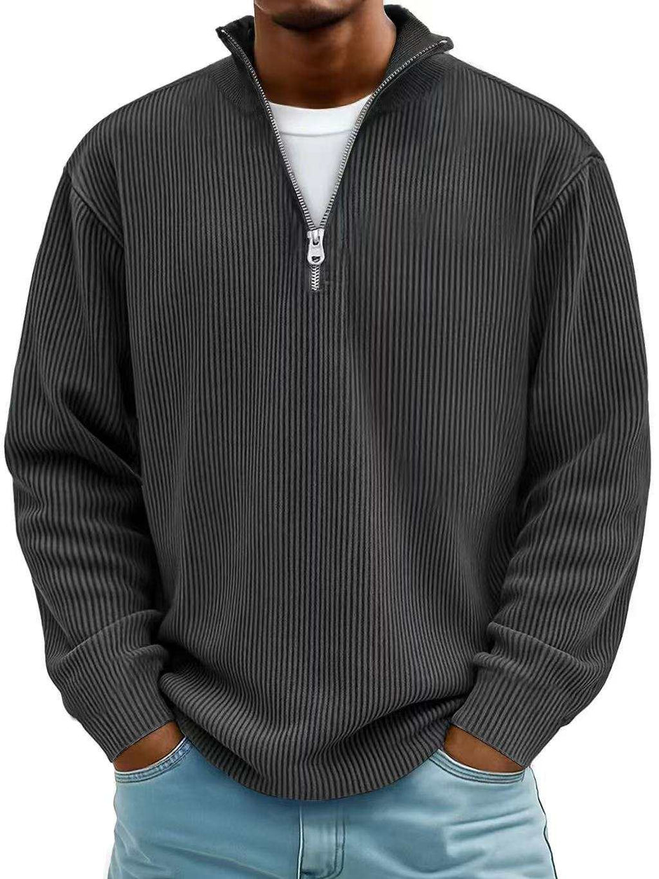 WELLTH HOUSE Men's Corduroy Zipper Collar Sweatshirt - Wellth House