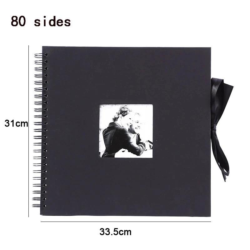 ZK20 80 Sides Black Memory Books DIY Craft Photo Albums Scrapbook Cover Kraft Album for Wedding Anniversary Gifts Memory Books