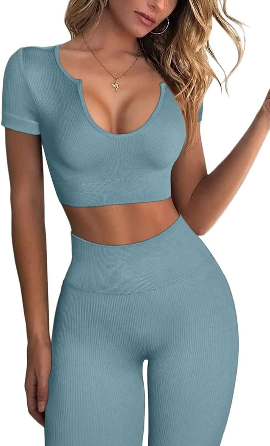 WELLTH HOUSE Women's Ribbed Yoga Outfit Set - Wellth House
