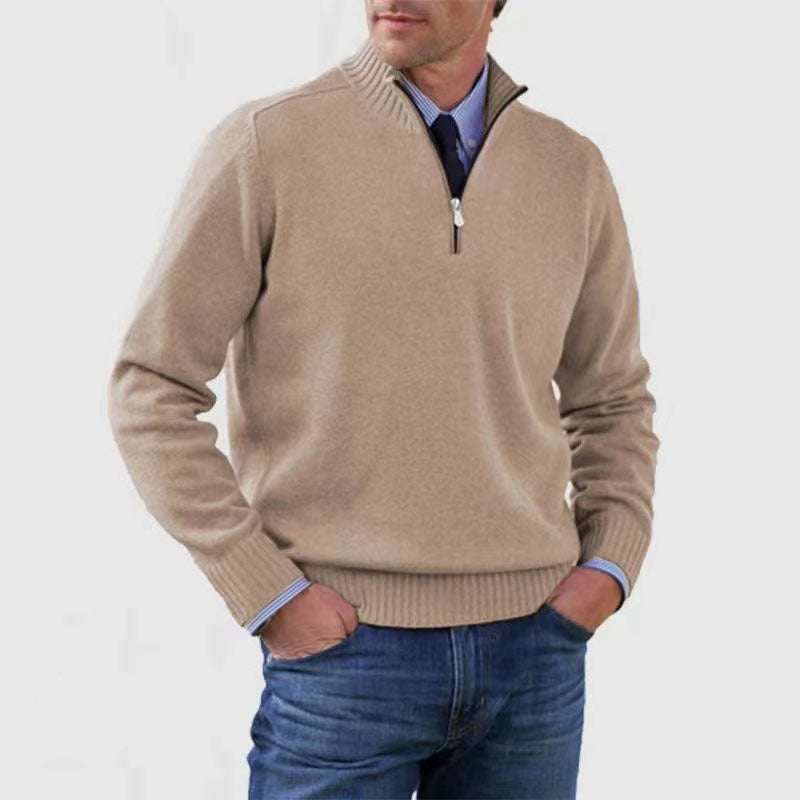 WELLTH HOUSE Men's Stand Collar Zipper Knit Sweater - Wellth House