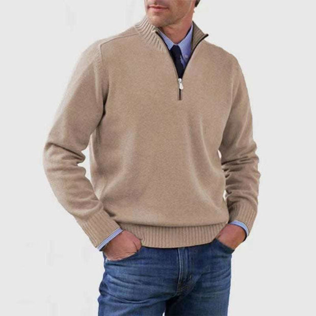 WELLTH HOUSE Men's Stand Collar Zipper Knit Sweater - Wellth House