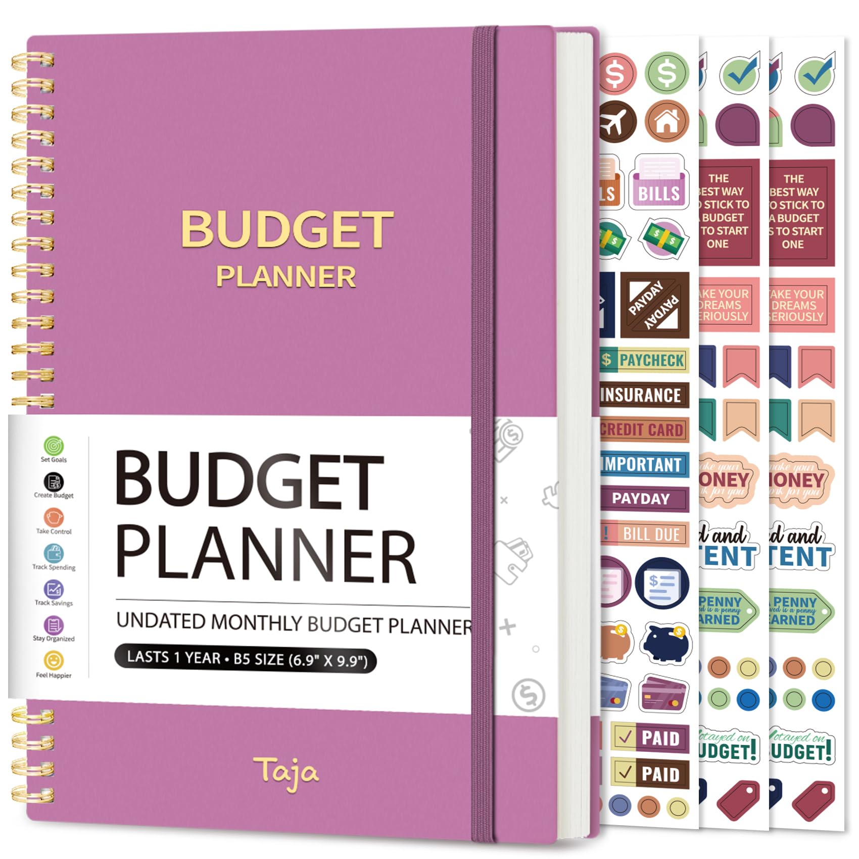 Budget Planner - Monthly Budget Book with Expense Tracker Notebook, Undated Bill Organizer & Finance Planner to Take Control of Your Money, Account Book to Manage Your Finances-Black