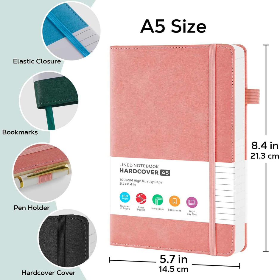 WELLTH HOUSE A5 Leather Hardcover Journal Notebook - Wellth House