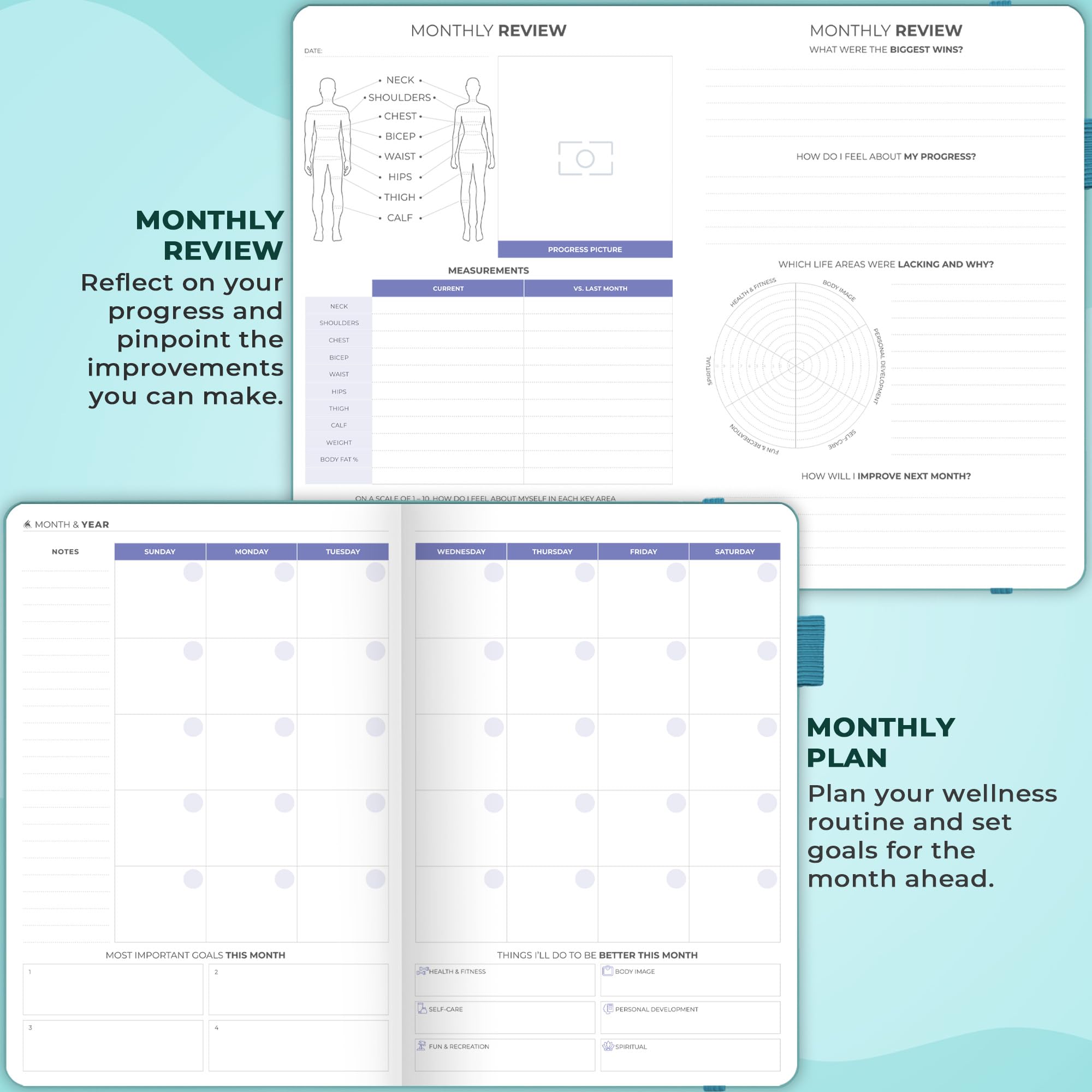 Clever Fox Fitness & Food Journal – Nutrition & Workout Planner for Women & Men – Diet & Gym Exercise Log Book with Calendars, Diet & Training Trackers - Undated, A5 Size, Hardcover (Grey)
