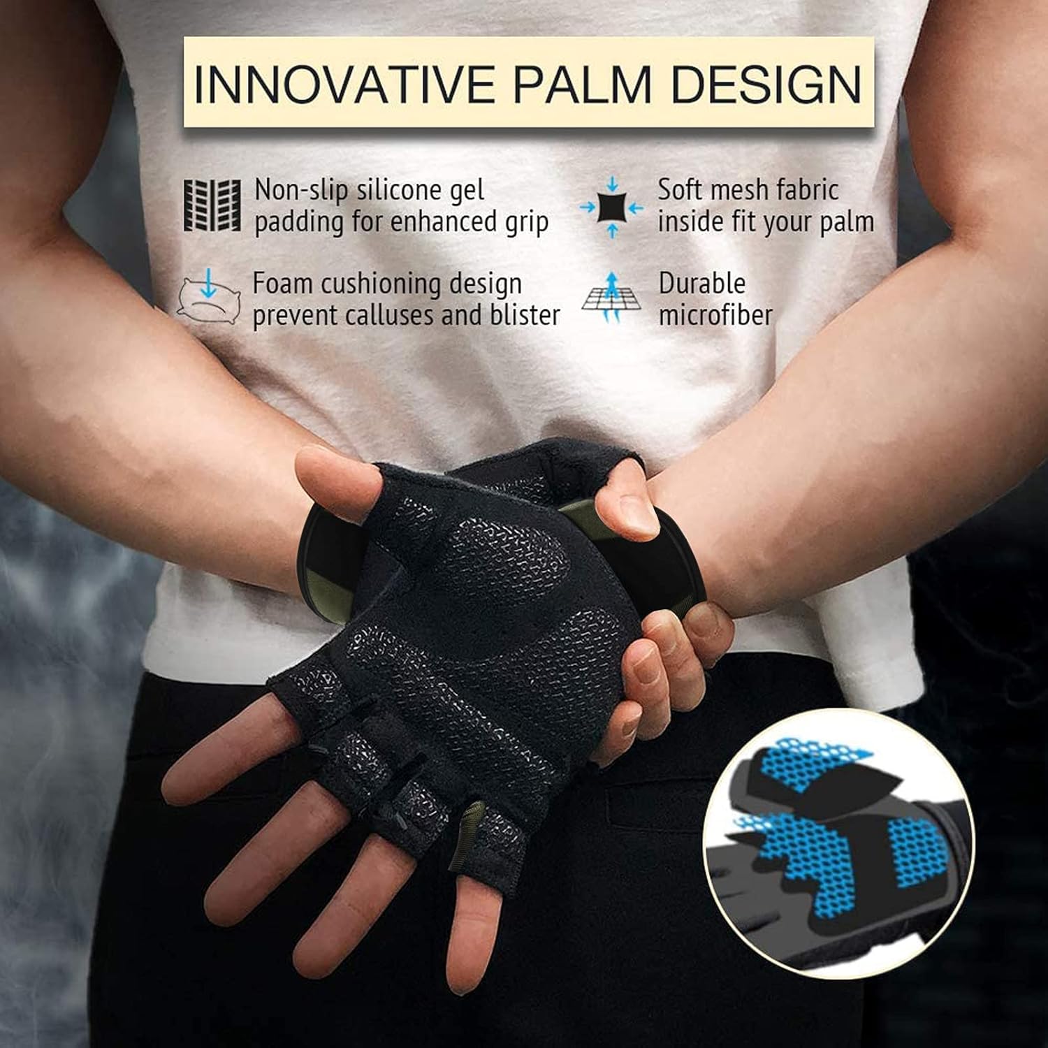 ATERCEL Workout Gloves for Men and Women, Exercise Gloves for Weight Lifting, Cycling, Gym, Training, Breathable and Snug fit