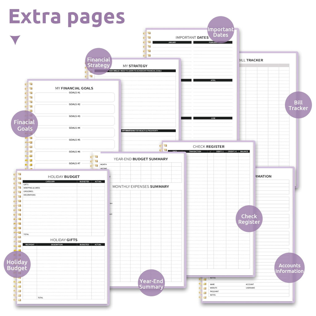Budget Planner - Monthly Budget Book with Expense Tracker Notebook, Undated Bill Organizer & Finance Planner to Take Control of Your Money, Account Book to Manage Your Finances-Black