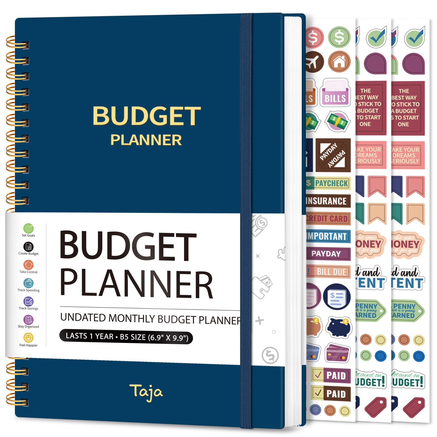 Budget Planner - Monthly Budget Book with Expense Tracker Notebook, Undated Bill Organizer & Finance Planner to Take Control of Your Money, Account Book to Manage Your Finances-Black