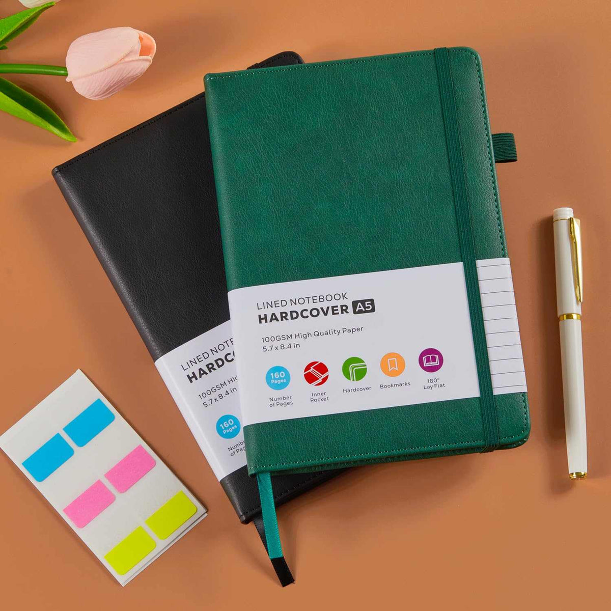 WELLTH HOUSE A5 Leather Hardcover Journal Notebook - Wellth House